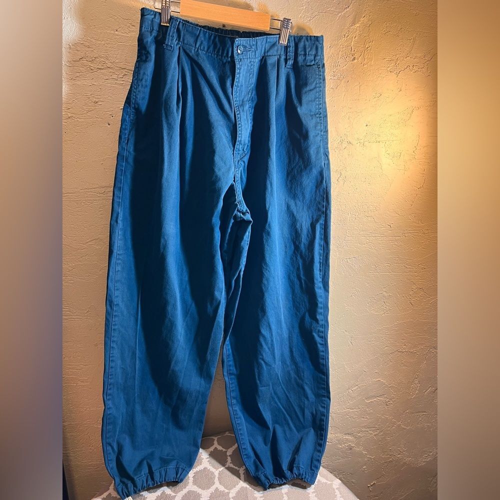 Urban Outfitters Blue Jogger Pants denim blue elastic baggy drawstring ankle Y2K